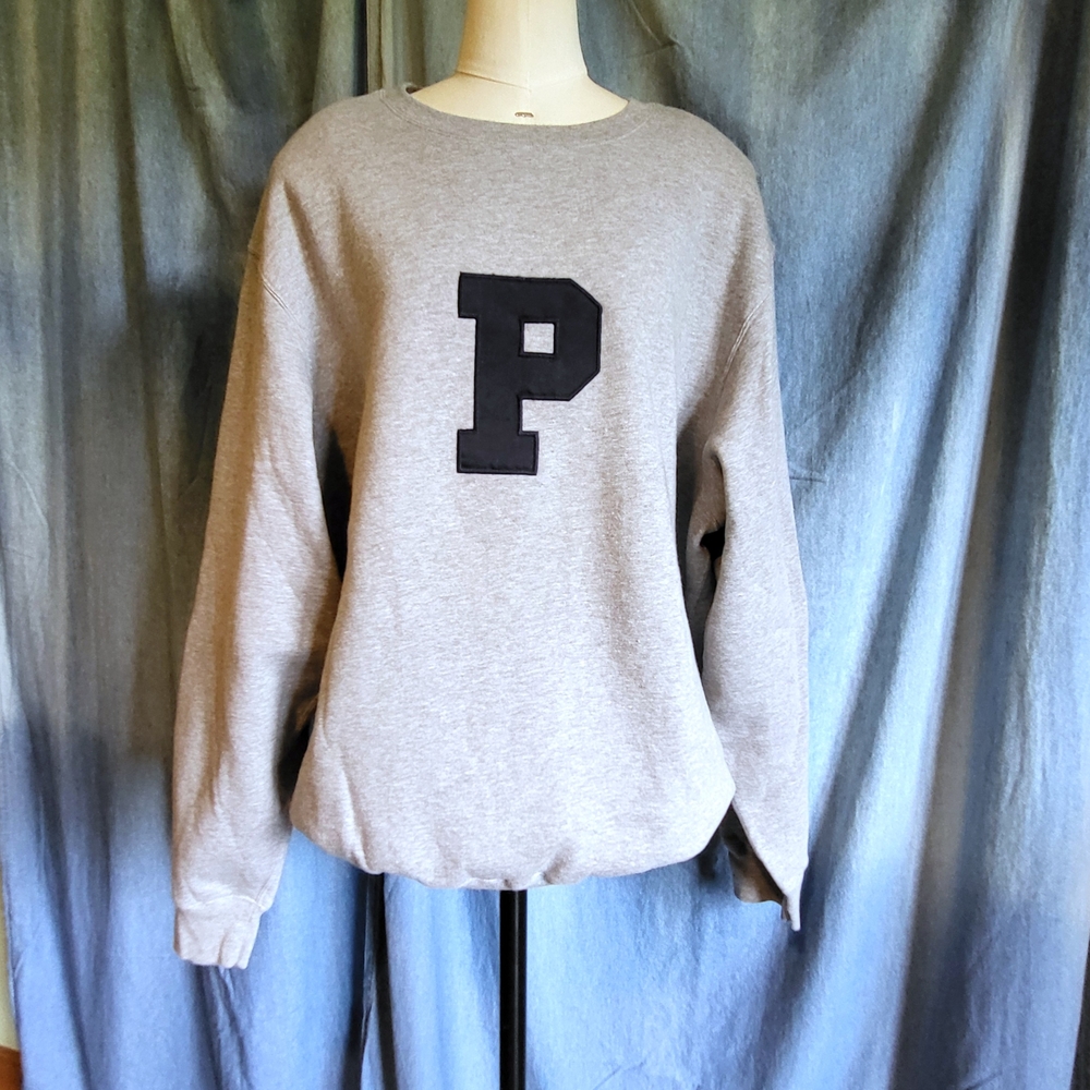 Polo Ralph Lauren Gray Sweatshirt with Navy Blue Monogram Letter